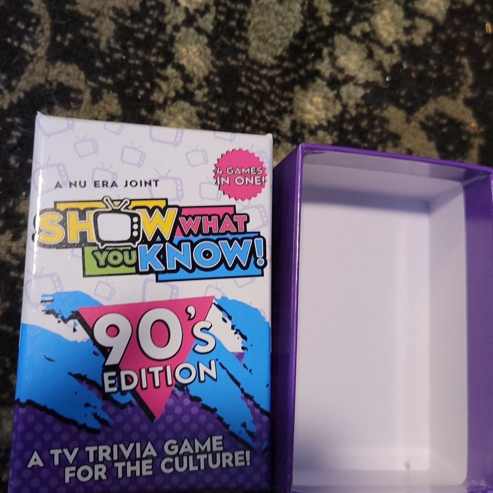 Show What You Know! 90's Edition Trivia Game - Purple and Blue